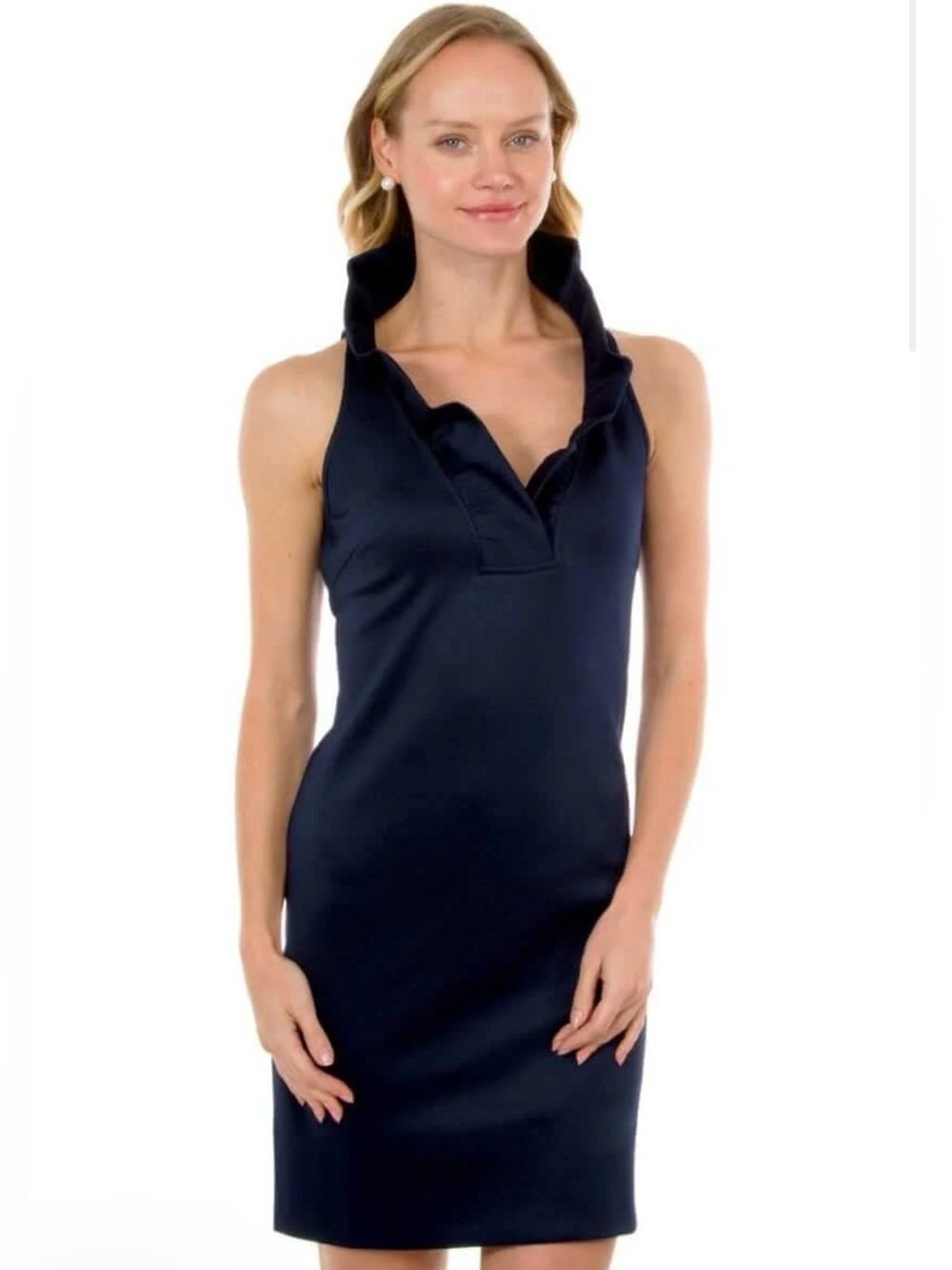 Gretchen Scott Size M Sleeveless Jersey Ruffneck Sleeveless Dress